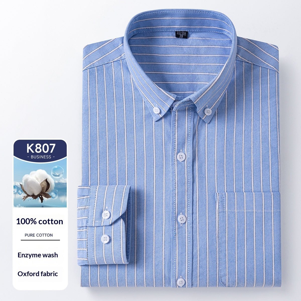 Men's Cotton Long Sleeve Oxford Woven Shirts - IVOIRART.COM