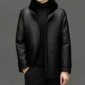 Men's Detachable Mink Cashmere Lining Lapel Leather Jacket - IVOIRART.COM