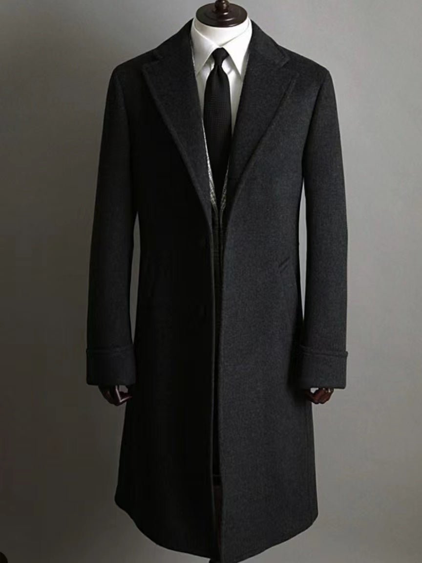 Men's Double Breasted Medium Length Pure Cashmere Coat - IVOIRART.COM