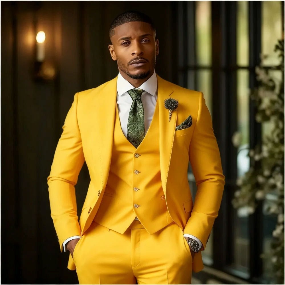 Men's Fashionable Casual Slim-Fit Three-Piece Suit - IVOIRART.COM