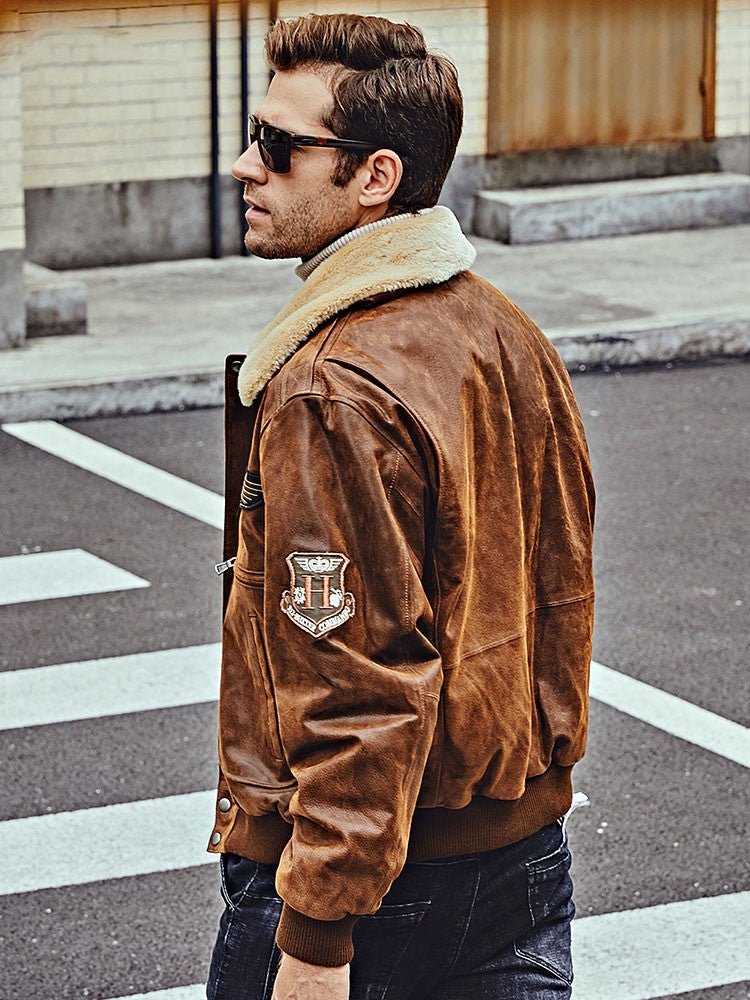 Men's Fur Collar With Cotton Leather Jacket - IVOIRART.COM