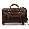 Men's Genuine Leather Trolley Case Retro Leather Travel Bag - IVOIRART.COM