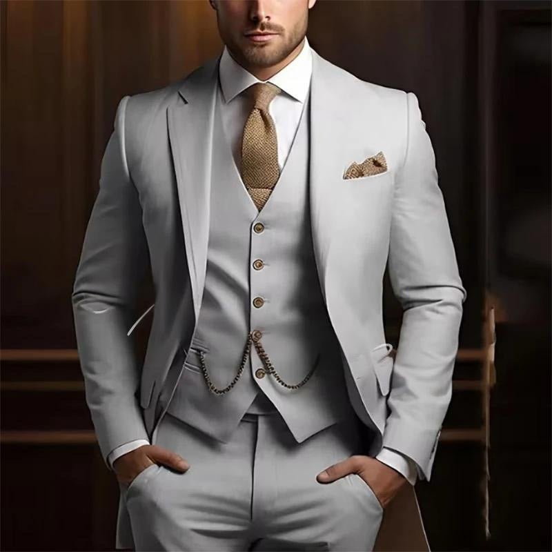 Men's High-grade Gentleman Temperament Slim Suit Three-piece Suit - IVOIRART.COM