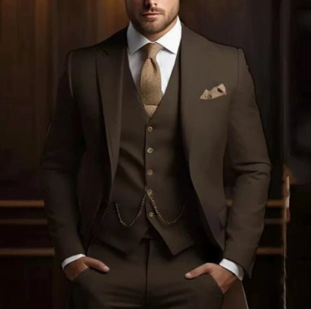 Men's High-grade Gentleman Temperament Slim Suit Three-piece Suit - IVOIRART.COM