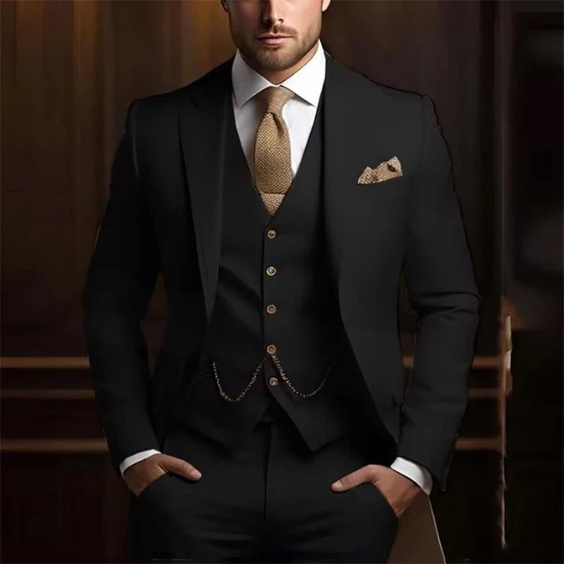 Men's High-grade Gentleman Temperament Slim Suit Three-piece Suit - IVOIRART.COM