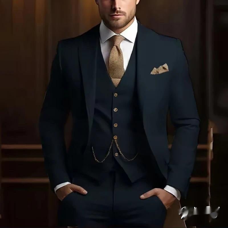 Men's High-grade Gentleman Temperament Slim Suit Three-piece Suit - IVOIRART.COM