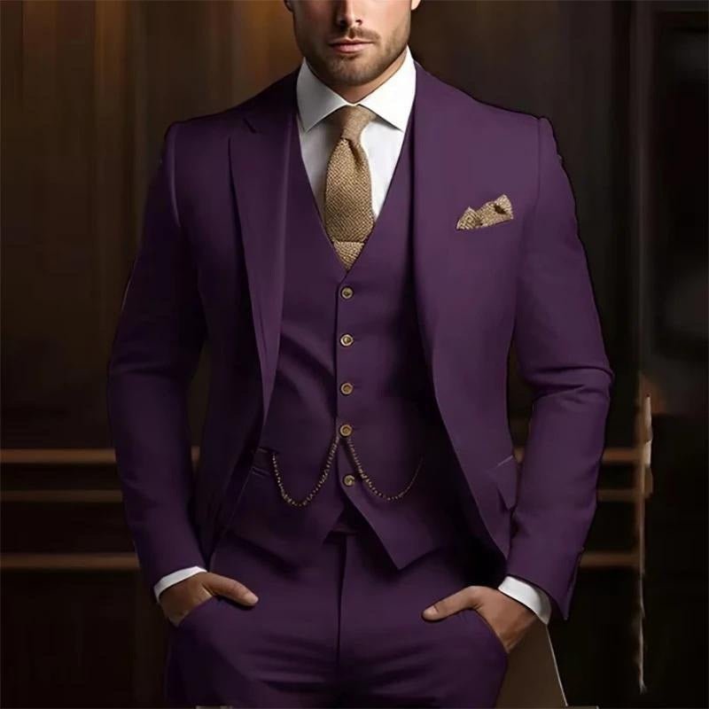 Men's High-grade Gentleman Temperament Slim Suit Three-piece Suit - IVOIRART.COM