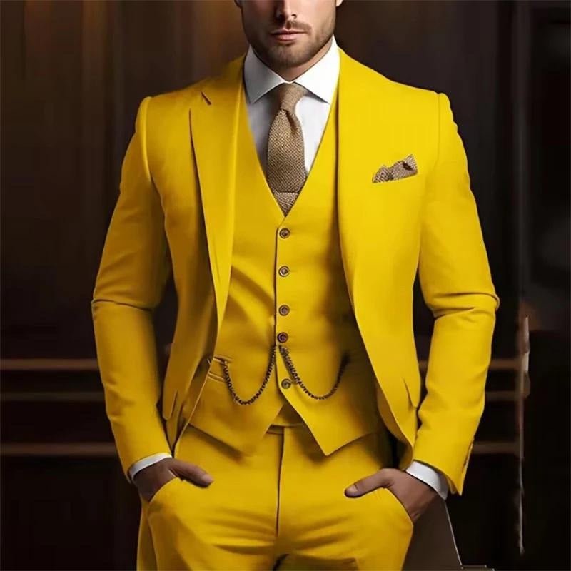 Men's High-grade Gentleman Temperament Slim Suit Three-piece Suit - IVOIRART.COM