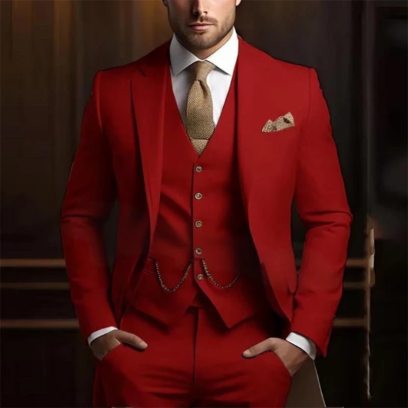 Men's High-grade Gentleman Temperament Slim Suit Three-piece Suit - IVOIRART.COM