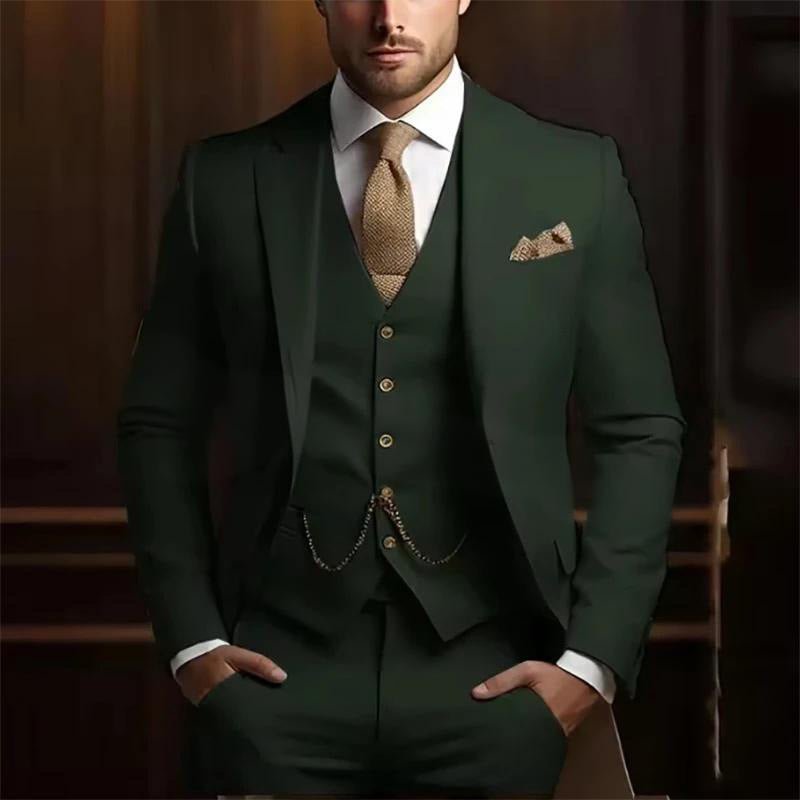 Men's High-grade Gentleman Temperament Slim Suit Three-piece Suit - IVOIRART.COM