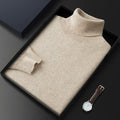Men's High Lapel Casual Knitted Solid Color Cashmere Sweater - IVOIRART.COM