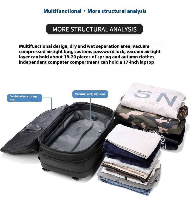 Men's Large-capacity Backpack Dry Wet Separation Anti-theft Package Business Leisure Unisex Backpack - IVOIRART.COM
