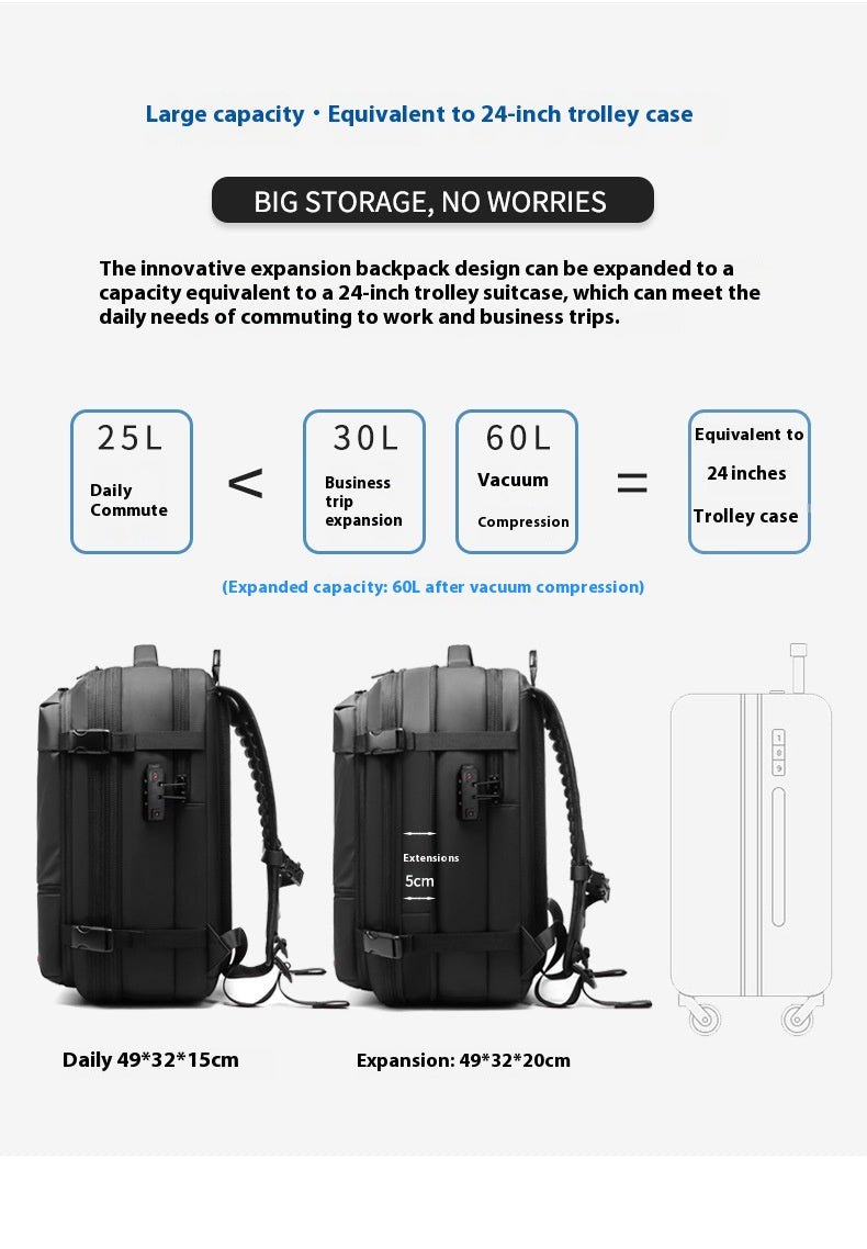 Men's Large-capacity Backpack Dry Wet Separation Anti-theft Package Business Leisure Unisex Backpack - IVOIRART.COM