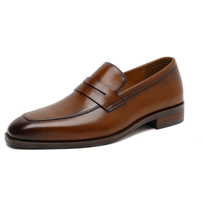 Men's Leather Shoes Business First Layer Cowhide Lazy - IVOIRART.COM
