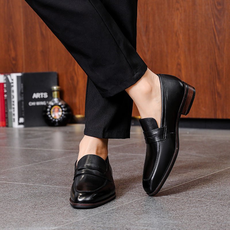 Men's Leather Shoes Business First Layer Cowhide Lazy - IVOIRART.COM