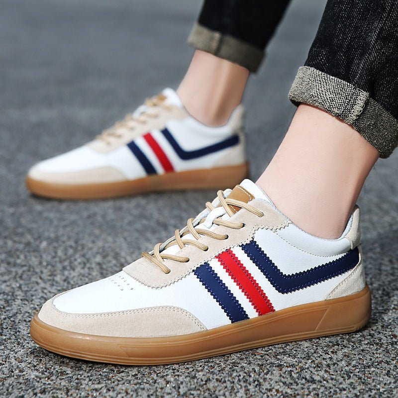 Mens Leather Sneakers With Built-In Height-Boosting Insoles And Tendon-Style Rubber Soles - IVOIRART.COM