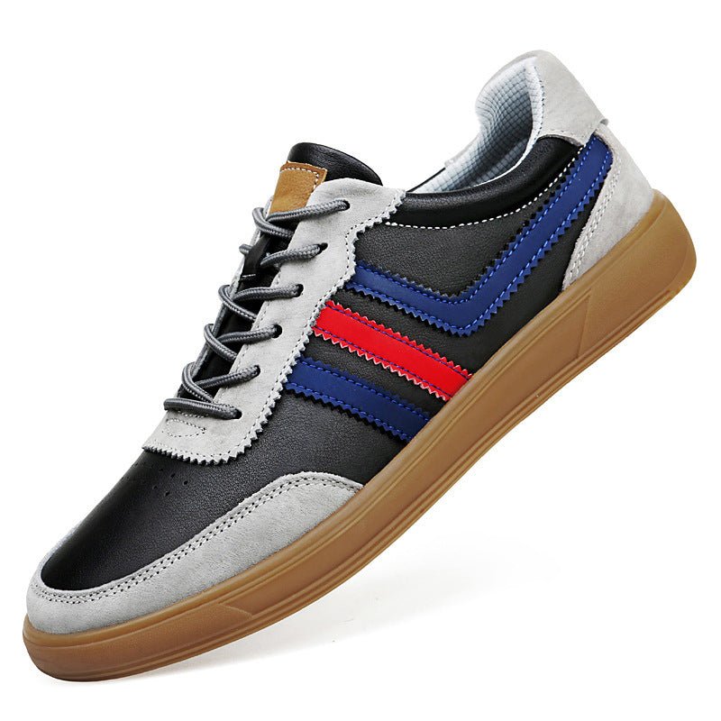 Mens Leather Sneakers With Built-In Height-Boosting Insoles And Tendon-Style Rubber Soles - IVOIRART.COM