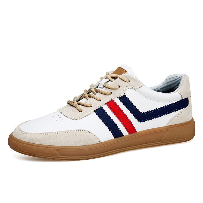 Mens Leather Sneakers With Built-In Height-Boosting Insoles And Tendon-Style Rubber Soles - IVOIRART.COM