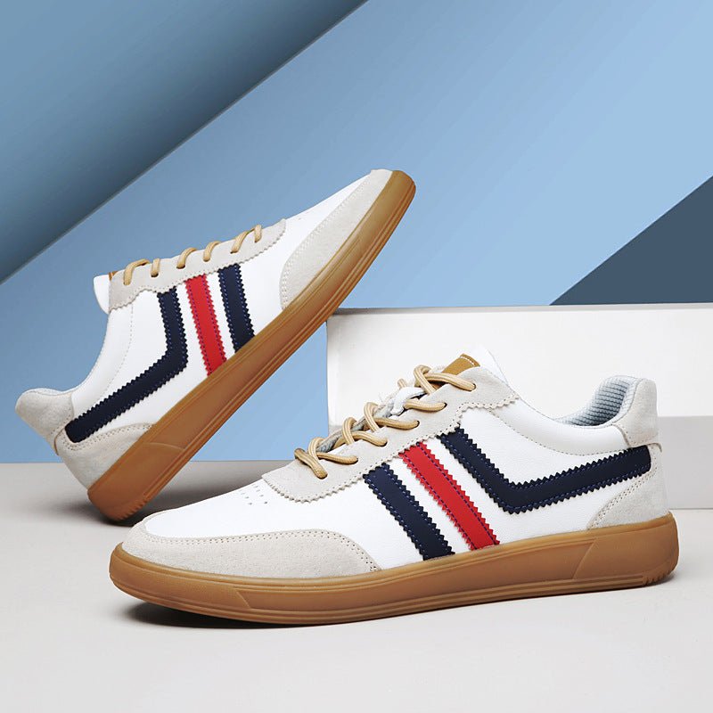 Mens Leather Sneakers With Built-In Height-Boosting Insoles And Tendon-Style Rubber Soles - IVOIRART.COM