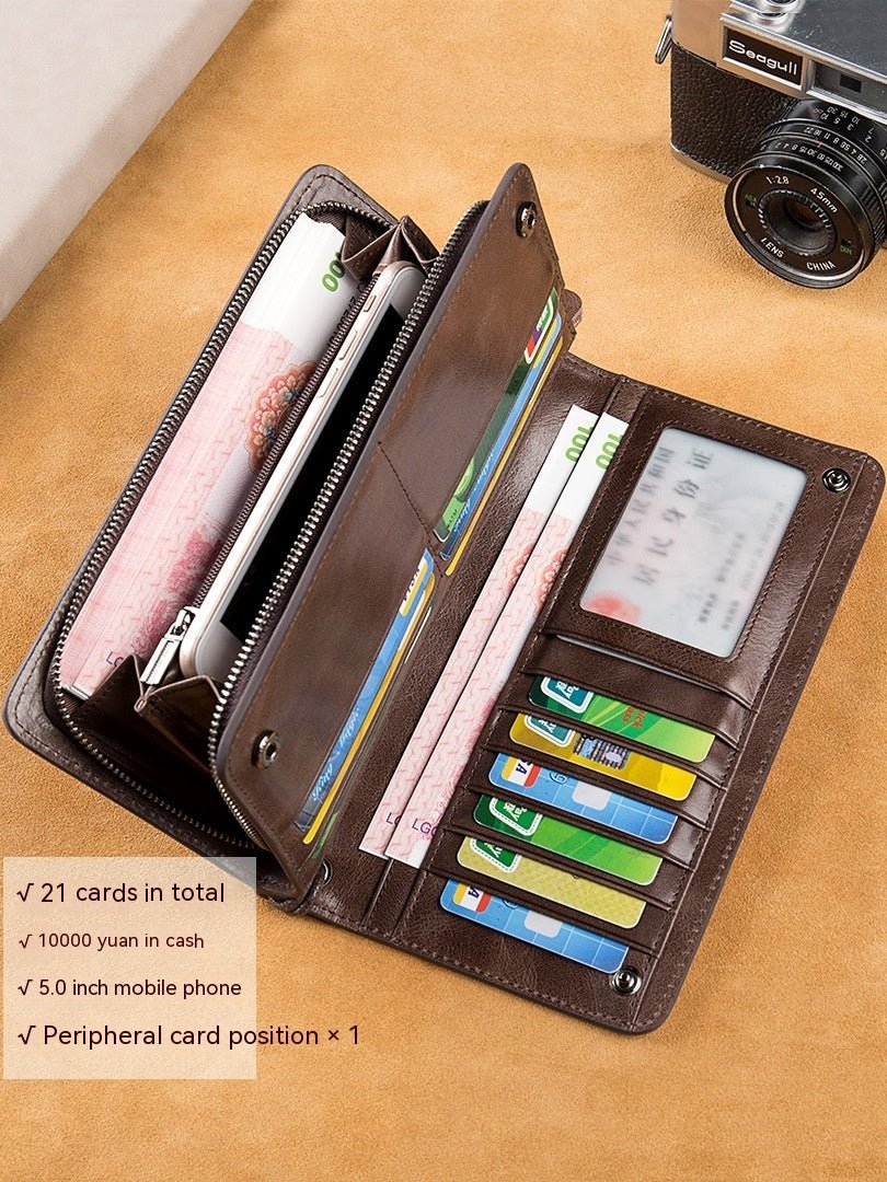 Men's Long Wallet Genuine Leather Wallet - IVOIRART.COM
