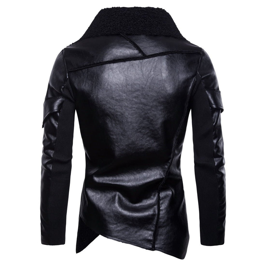 Men's Motorcycle Leather Jacket Personality Washed Leather Jacket Coat - IVOIRART.COM