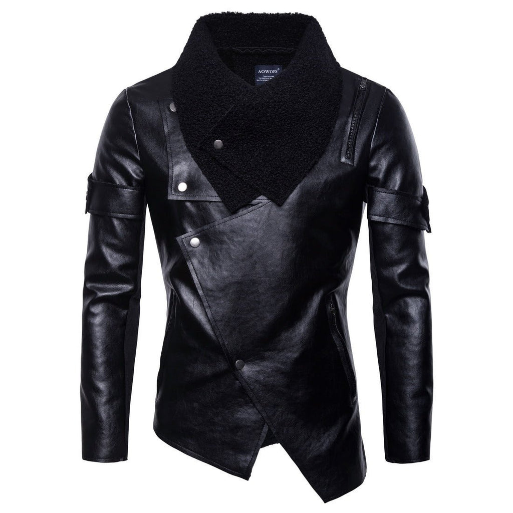 Men's Motorcycle Leather Jacket Personality Washed Leather Jacket Coat - IVOIRART.COM