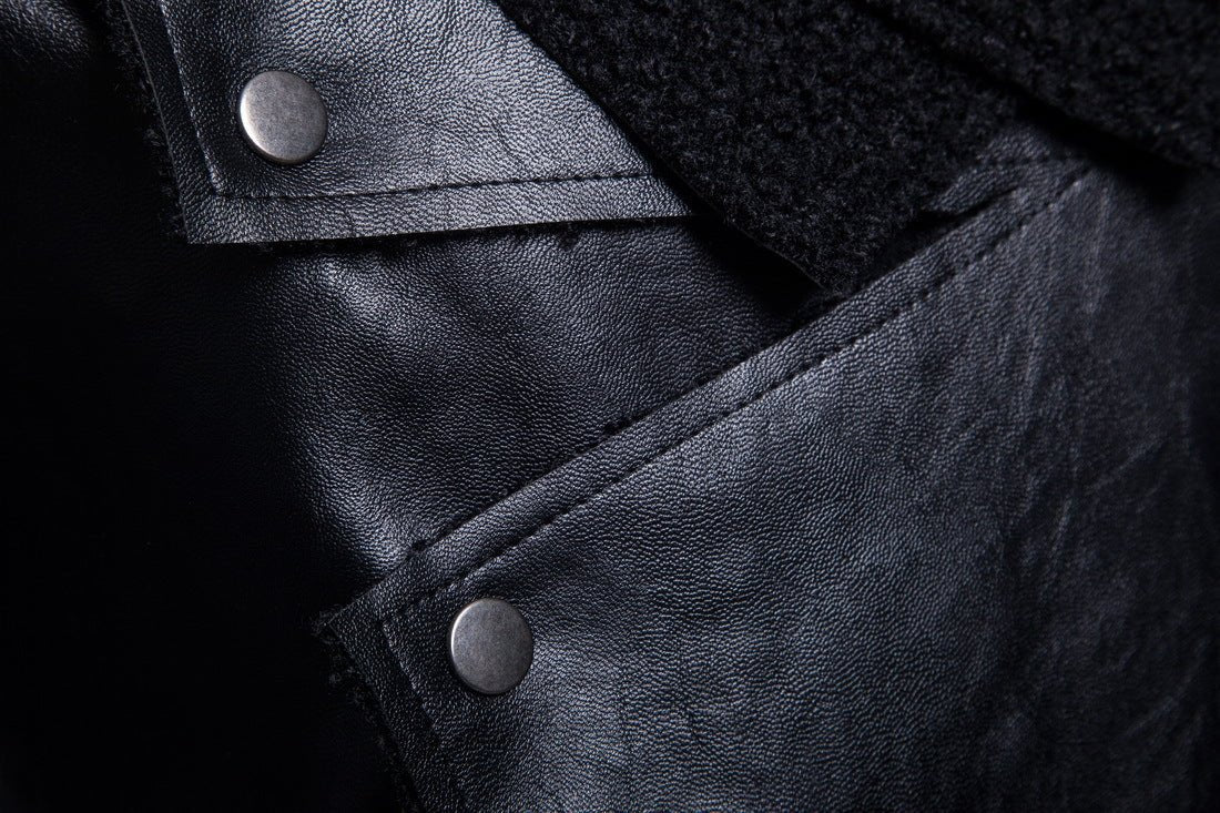Men's Motorcycle Leather Jacket Personality Washed Leather Jacket Coat - IVOIRART.COM