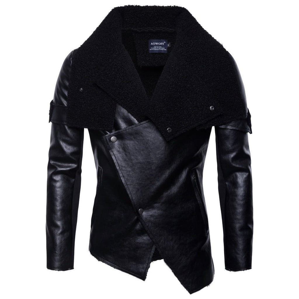 Men's Motorcycle Leather Jacket Personality Washed Leather Jacket Coat - IVOIRART.COM