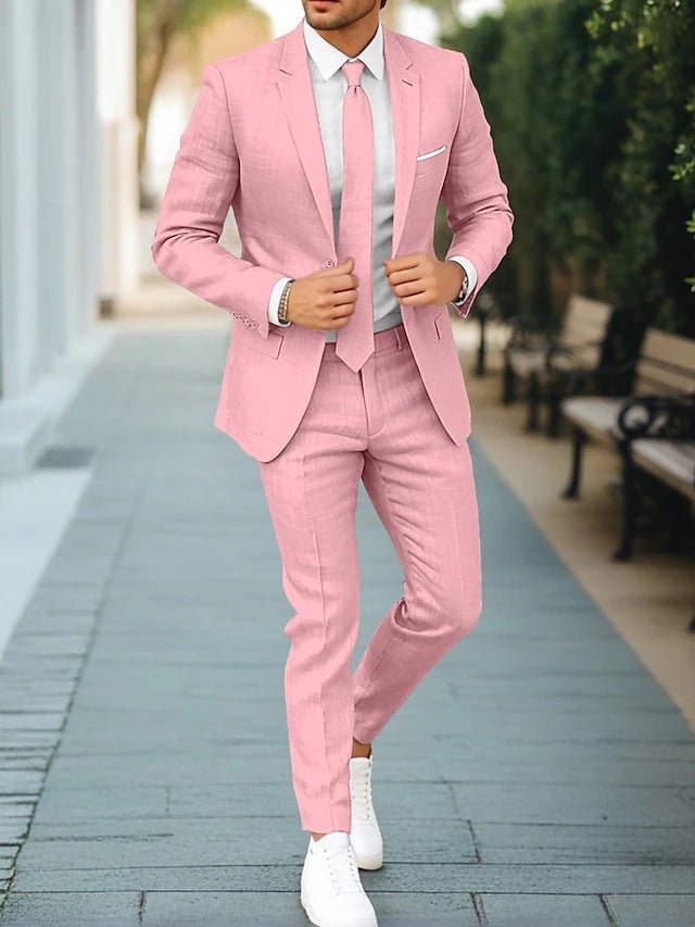 Men's New Linen Single Row One Button Suit - IVOIRART.COM