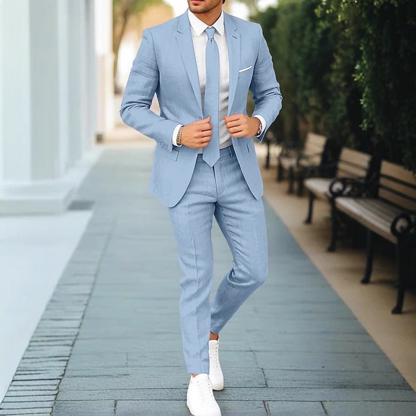 Men's New Linen Single Row One Button Suit - IVOIRART.COM