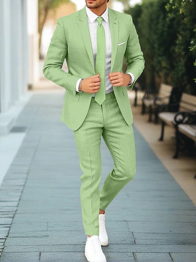 Men's New Linen Single Row One Button Suit - IVOIRART.COM