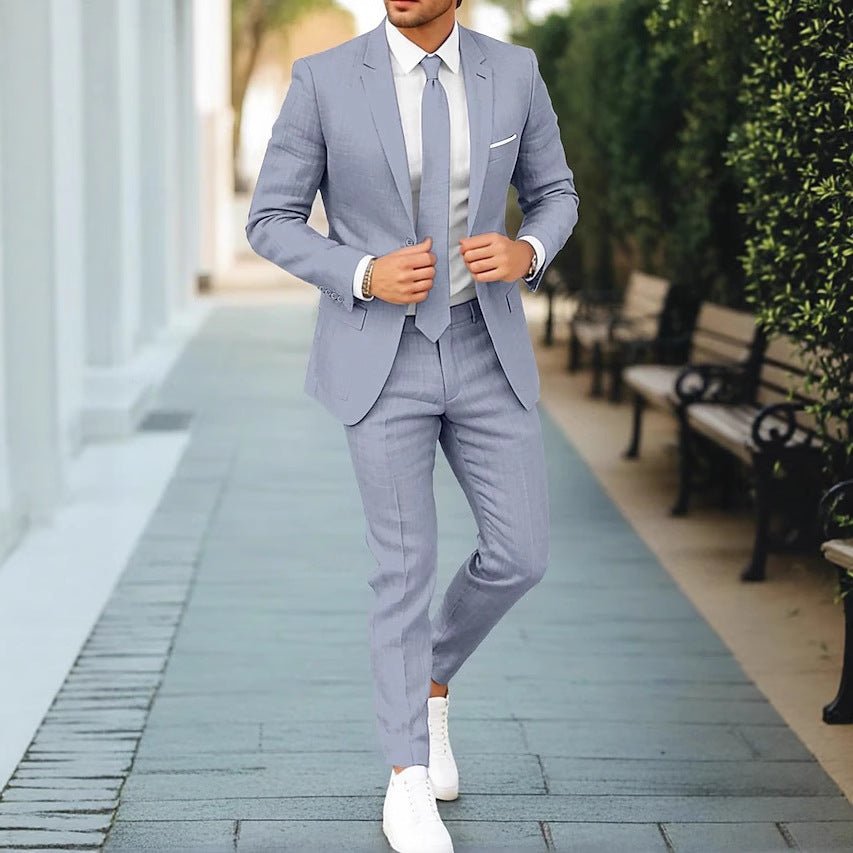 Men's New Linen Single Row One Button Suit - IVOIRART.COM