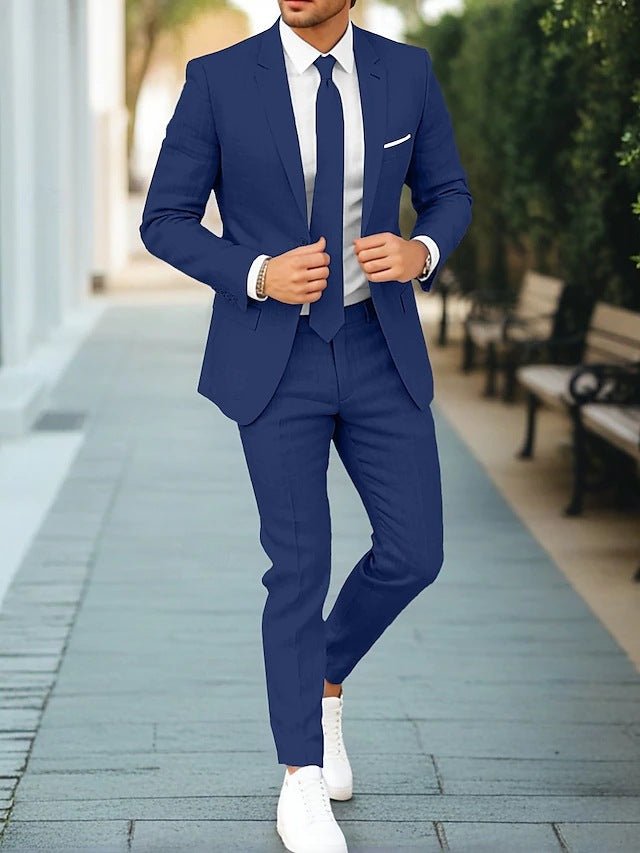 Men's New Linen Single Row One Button Suit - IVOIRART.COM