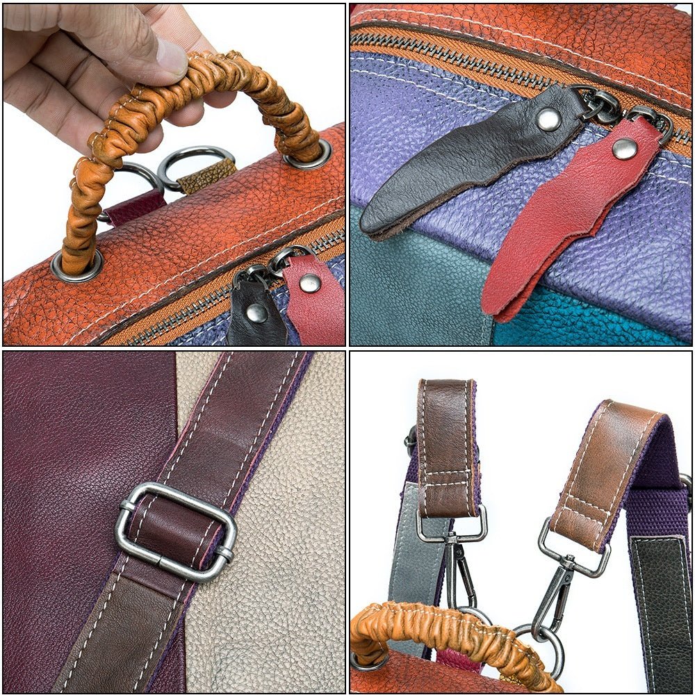 Mens Patchwork ColorBlock EthnicStyle Backpack - IVOIRART.COM