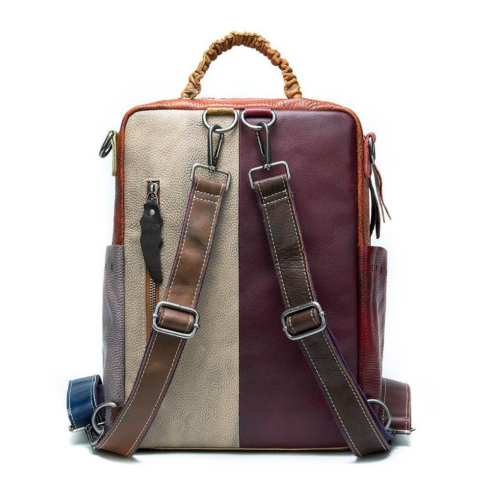 Mens Patchwork ColorBlock EthnicStyle Backpack - IVOIRART.COM