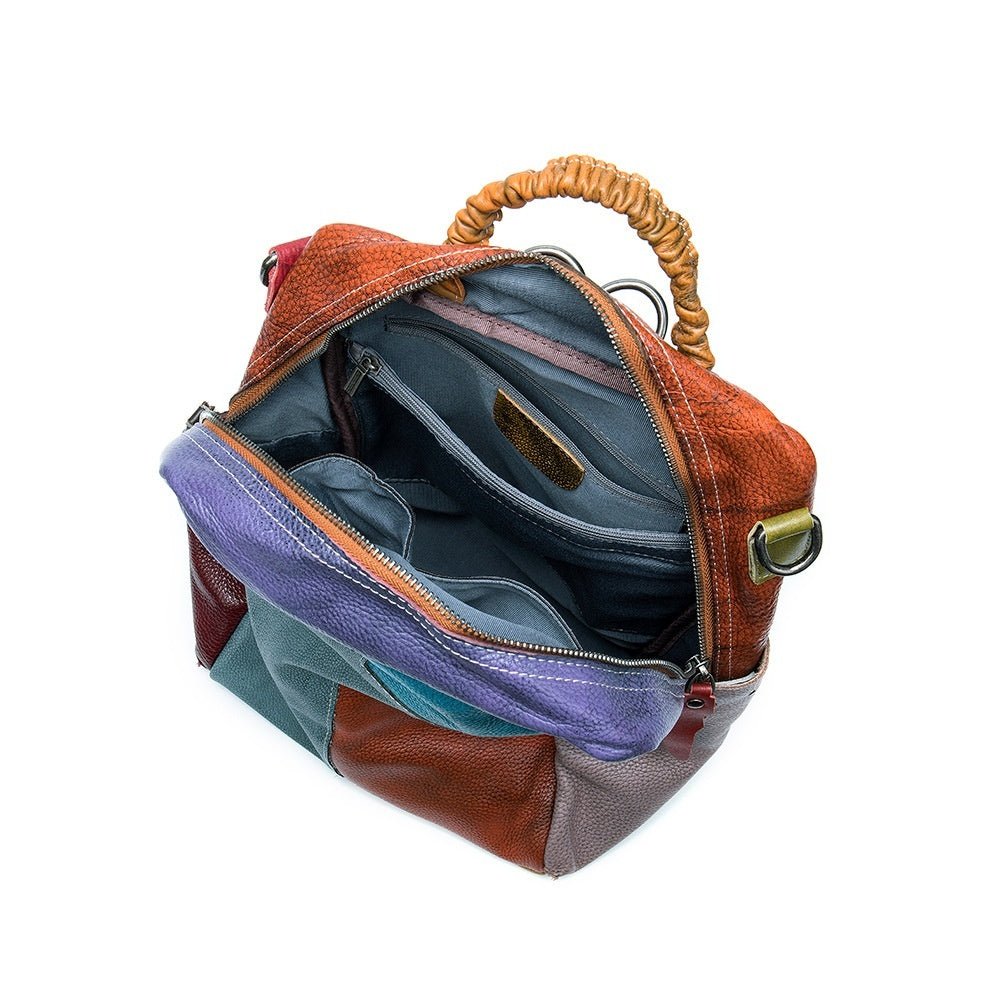Mens Patchwork ColorBlock EthnicStyle Backpack - IVOIRART.COM