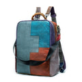 Mens Patchwork ColorBlock EthnicStyle Backpack - IVOIRART.COM
