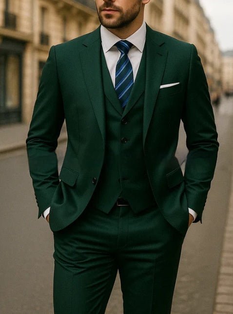 Men's Pure Color Casual Versatile Suit Three-piece Suit - IVOIRART.COM