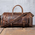 Men's Retro Genuine Leather Super Large Capacity First Layer Cowhide Leather Hand Luggage Bag - IVOIRART.COM
