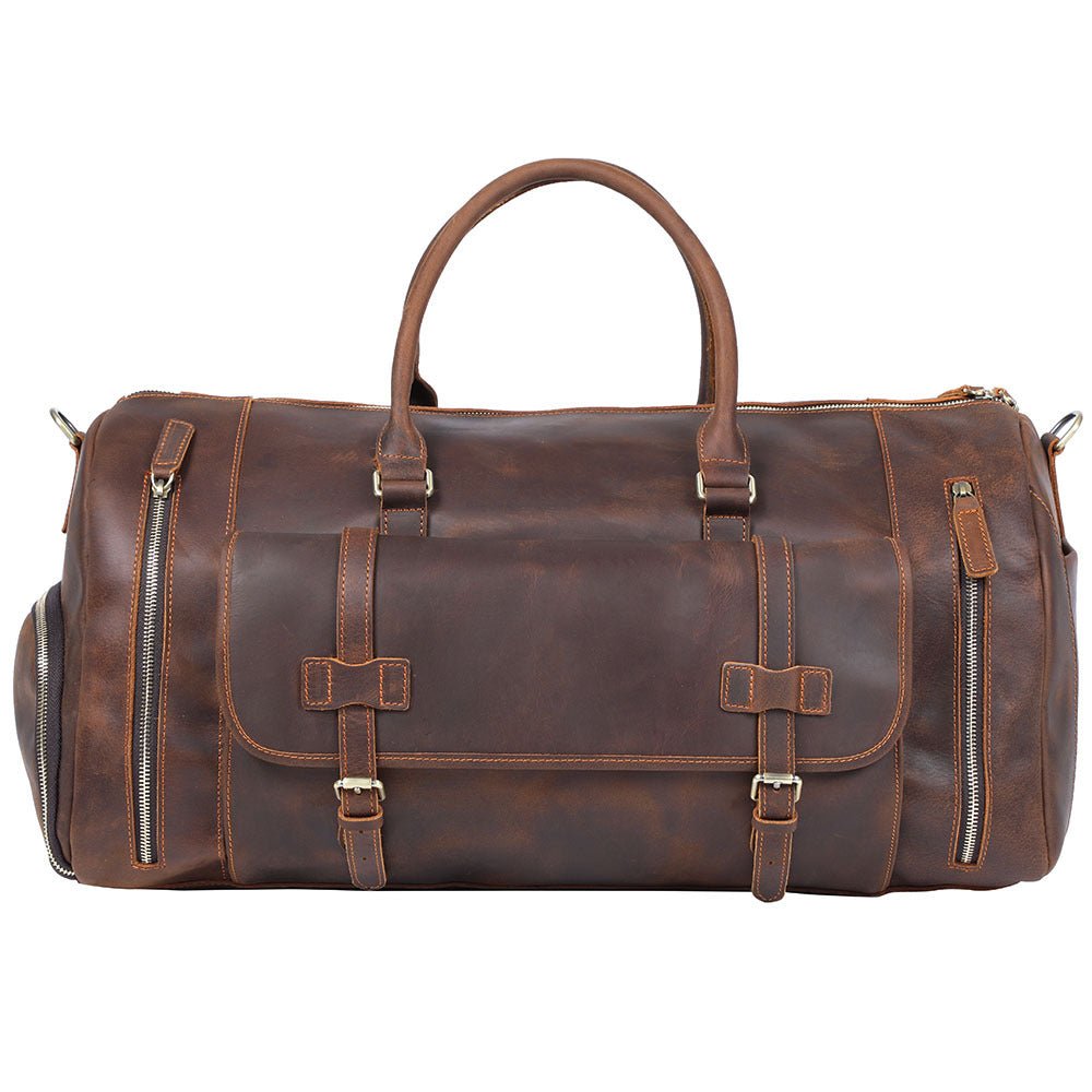 Men's Retro Genuine Leather Super Large Capacity First Layer Cowhide Leather Hand Luggage Bag - IVOIRART.COM