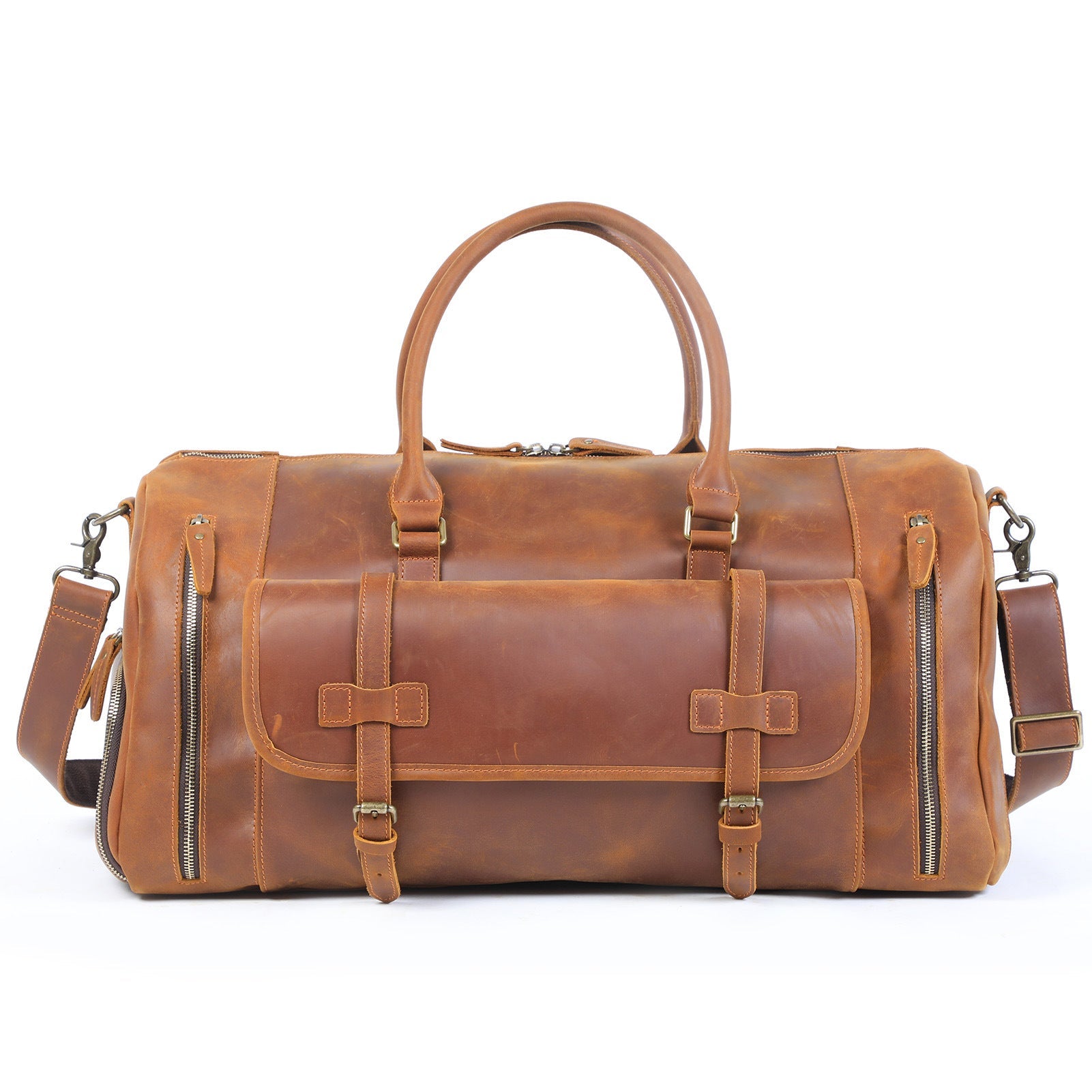 Men's Retro Genuine Leather Super Large Capacity First Layer Cowhide Leather Hand Luggage Bag - IVOIRART.COM