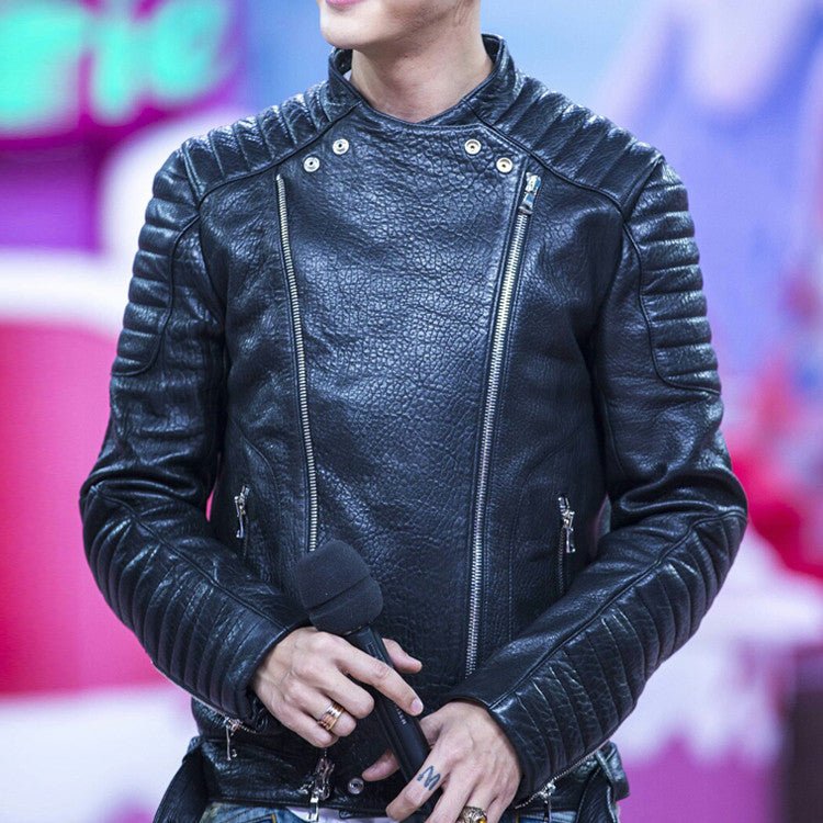 Men's Sheep Bubble Cropped Leather Jacket - IVOIRART.COM