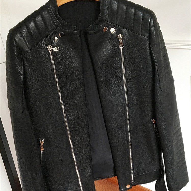Men's Sheep Bubble Cropped Leather Jacket - IVOIRART.COM