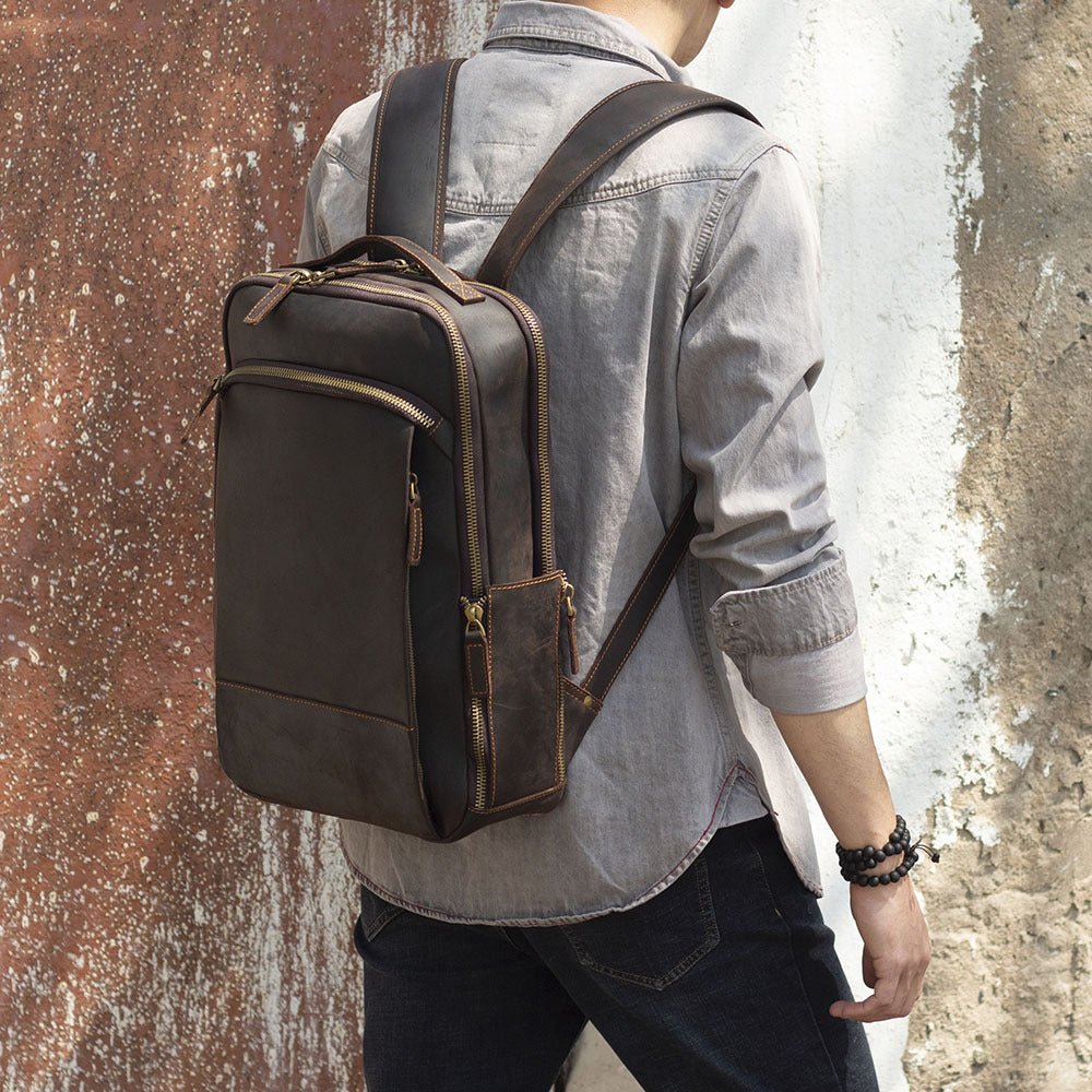 Men's Simplicity Vintage Casual Leather Backpack - IVOIRART.COM