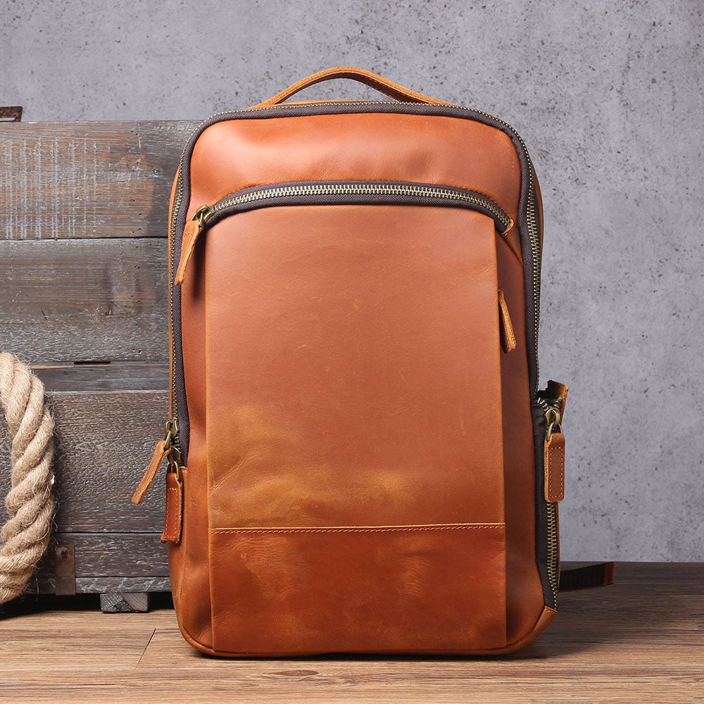 Men's Simplicity Vintage Casual Leather Backpack - IVOIRART.COM
