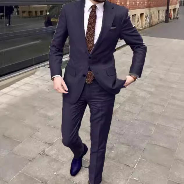 Men's Slim Fit Business Dress Two Button Set - IVOIRART.COM