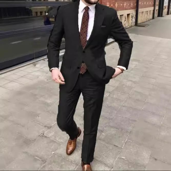 Men's Slim Fit Business Dress Two Button Set - IVOIRART.COM