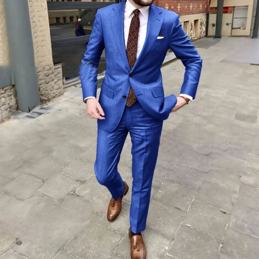 Men's Slim Fit Business Dress Two Button Set - IVOIRART.COM