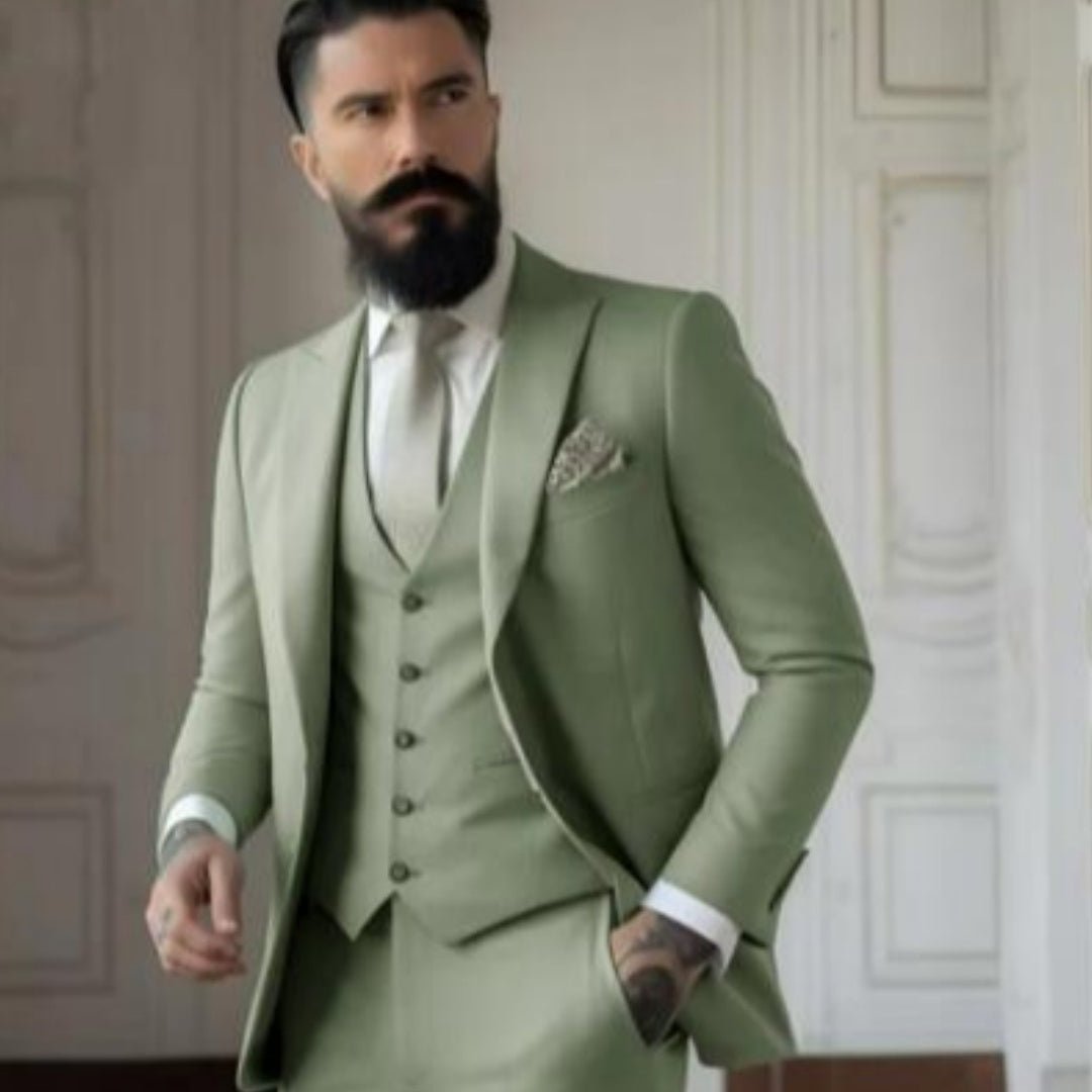 Men's Slim Fit Solid Color Business Suit Set - IVOIRART.COM