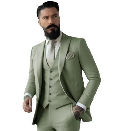 Men's Slim Fit Solid Color Business Suit Set - IVOIRART.COM